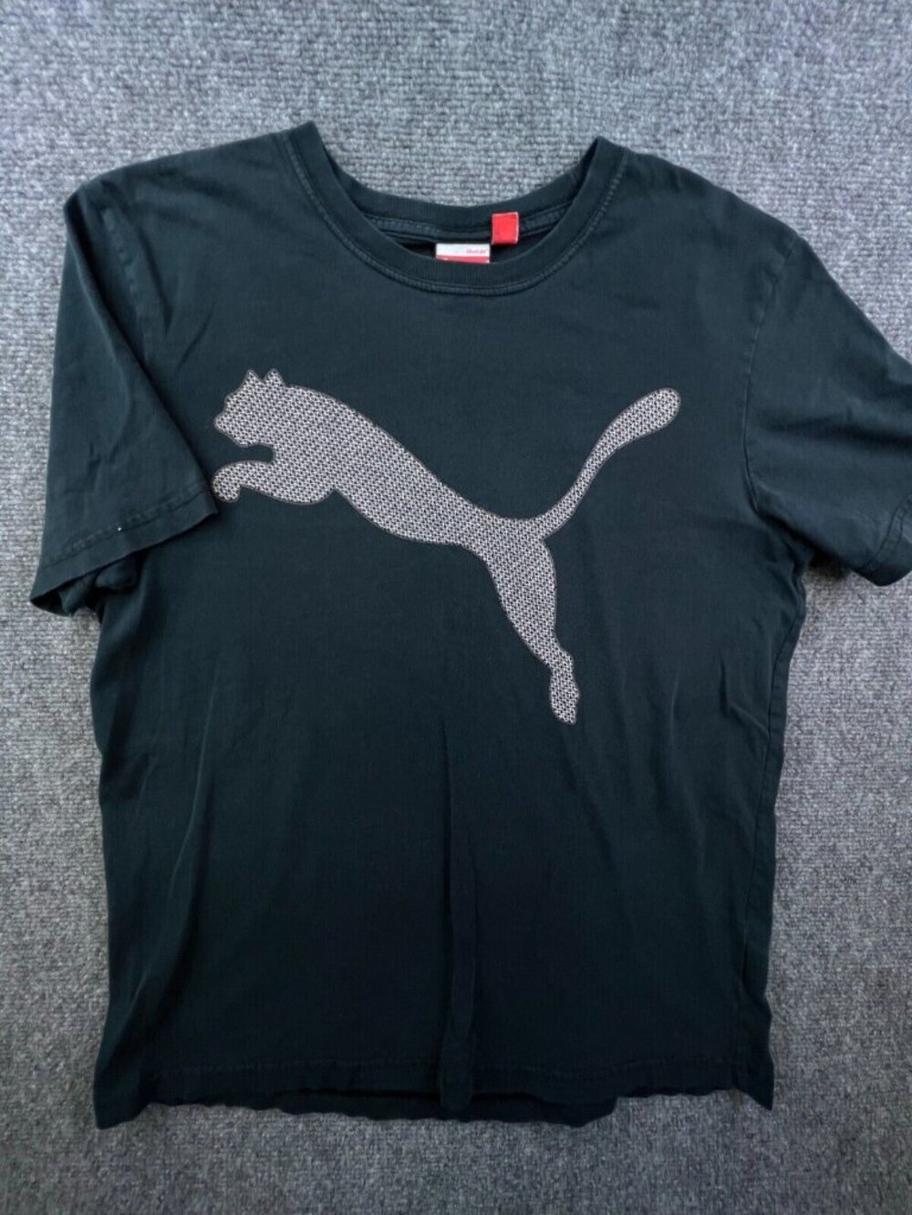 Puma Short Sleeve T-Shirt Mens Medium Black Logo Crew Neck Adult Cotton